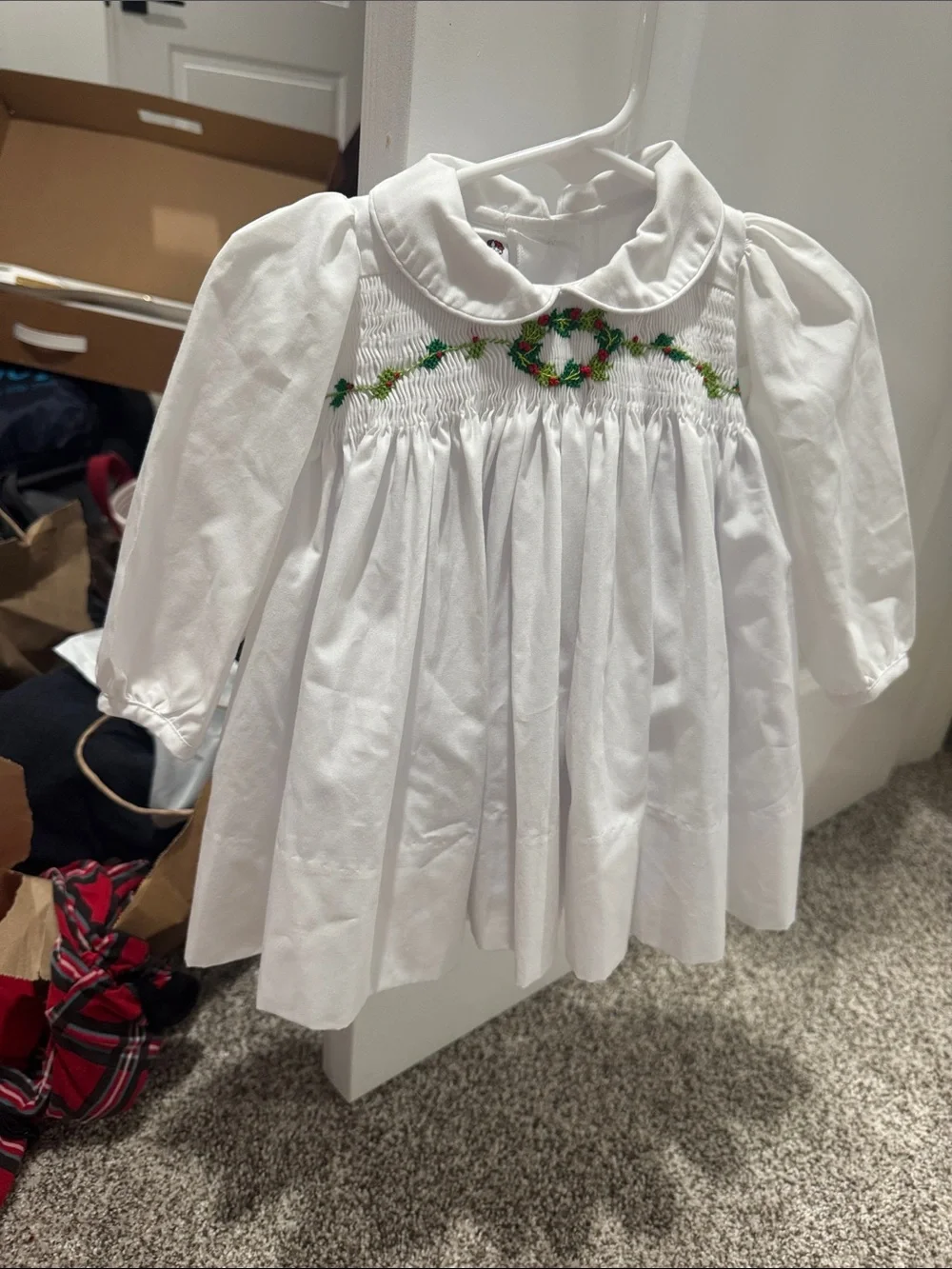 White Holiday Smocked Dress - Kids Costume
